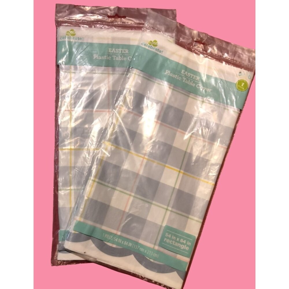 2 Blue Plaid Tablecloths table Cover Party Picnic